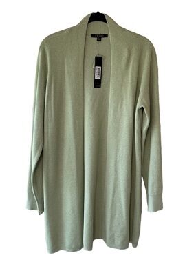 NEW Cyrus Waffle Knit Open Front Cardigan Sweater Celery Green Sz Large Stretchy